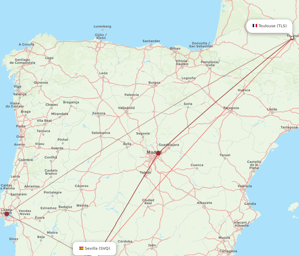 SVQ to TLS flights and routes map