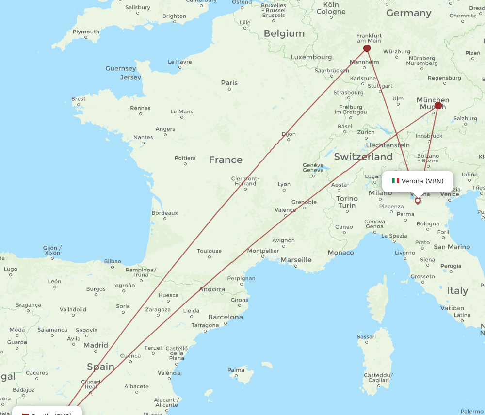 SVQ to VRN flights and routes map