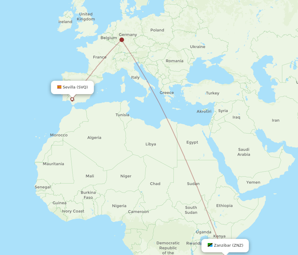 SVQ-ZNZ flight routes