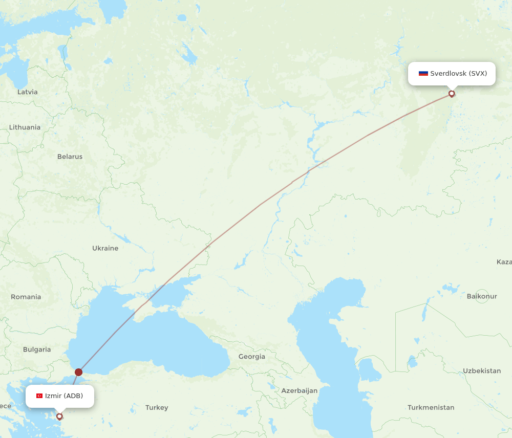 SVX to ADB flights and routes map