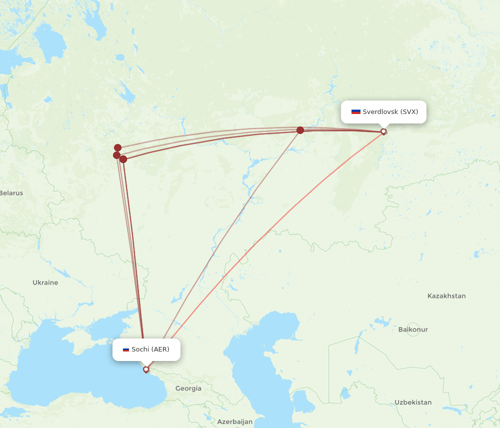 SVX-AER flight routes
