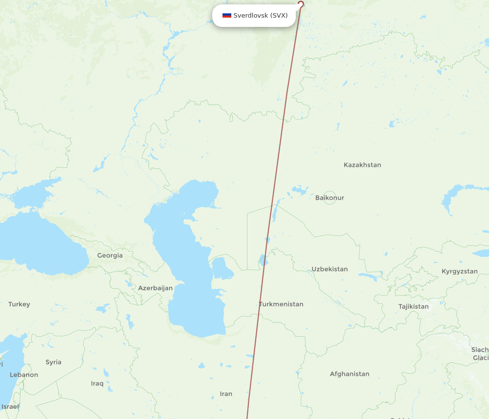 SVX to BAH flights and routes map