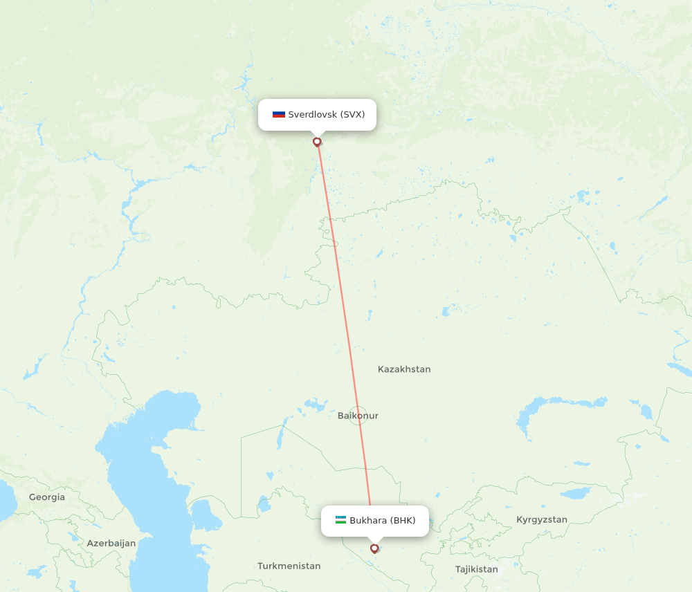 SVX-BHK flight routes