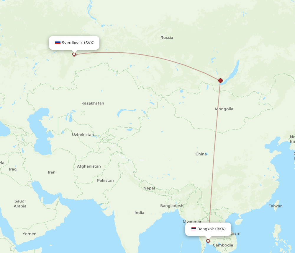 SVX-BKK flight routes