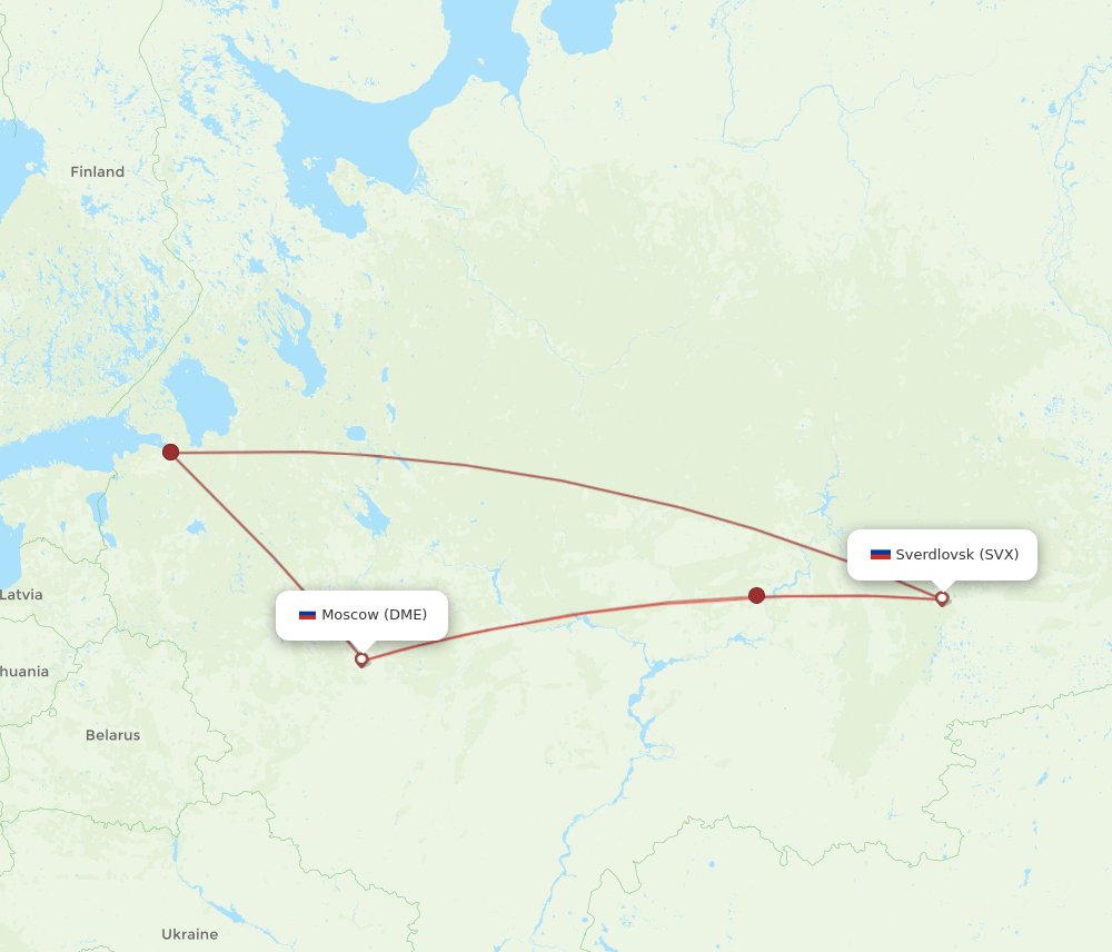 SVX-DME flight routes