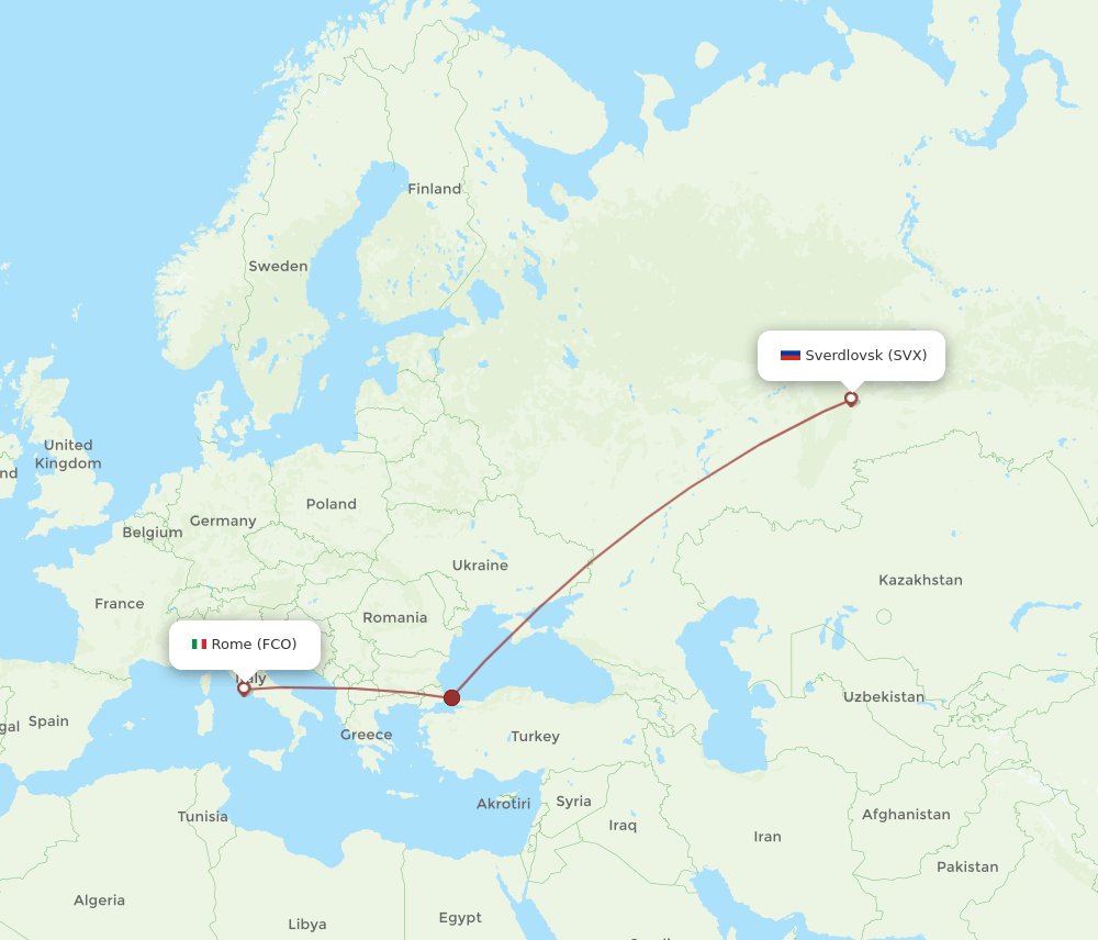 SVX-FCO flight routes