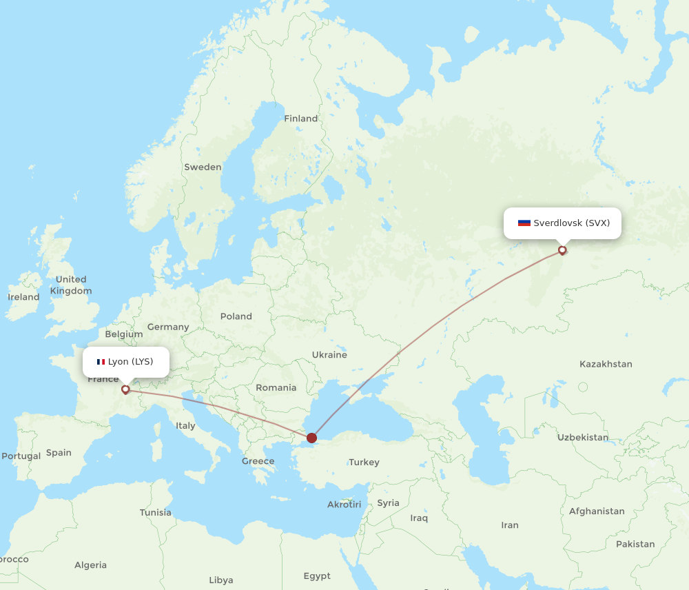 SVX-LYS flight routes