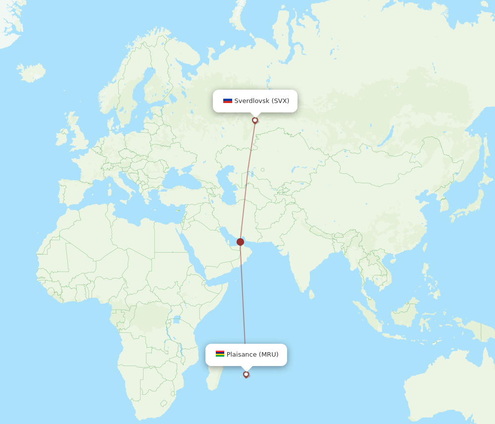 SVX-MRU flight routes