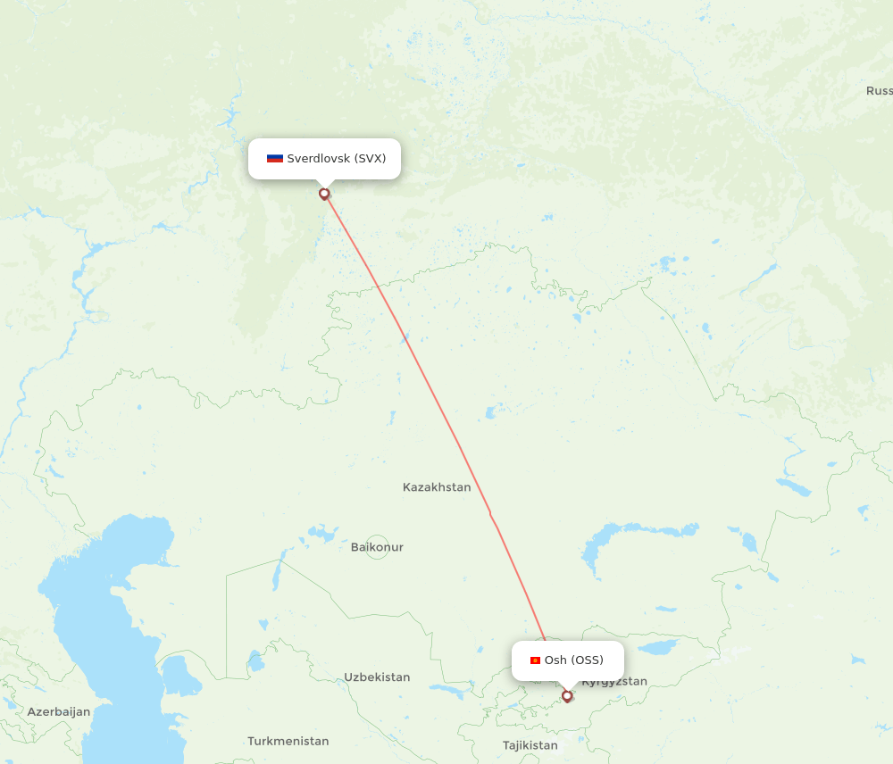 SVX to OSS flights and routes map