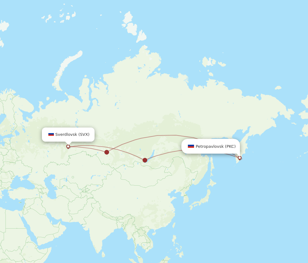 SVX to PKC flights and routes map