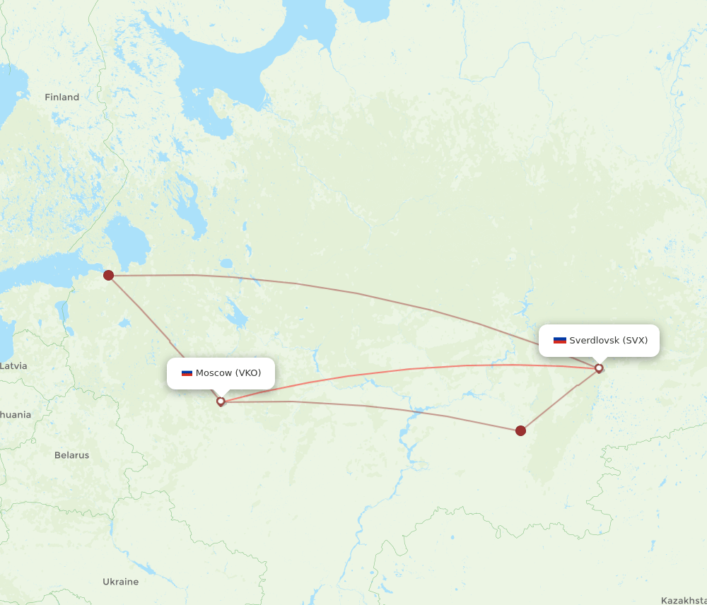 SVX-VKO flight routes