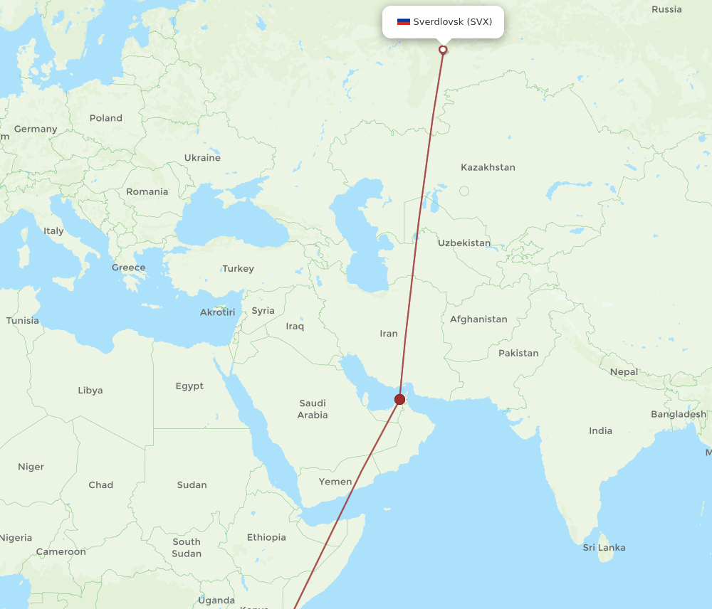 SVX-ZNZ flight routes