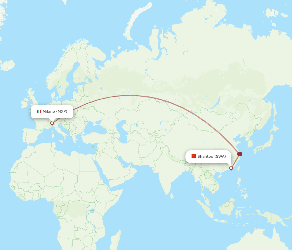 MXP to SWA flights and routes map