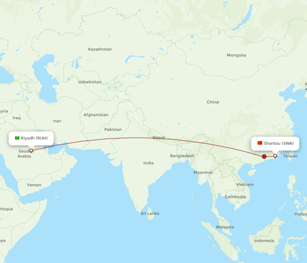 SWA-RUH flight routes