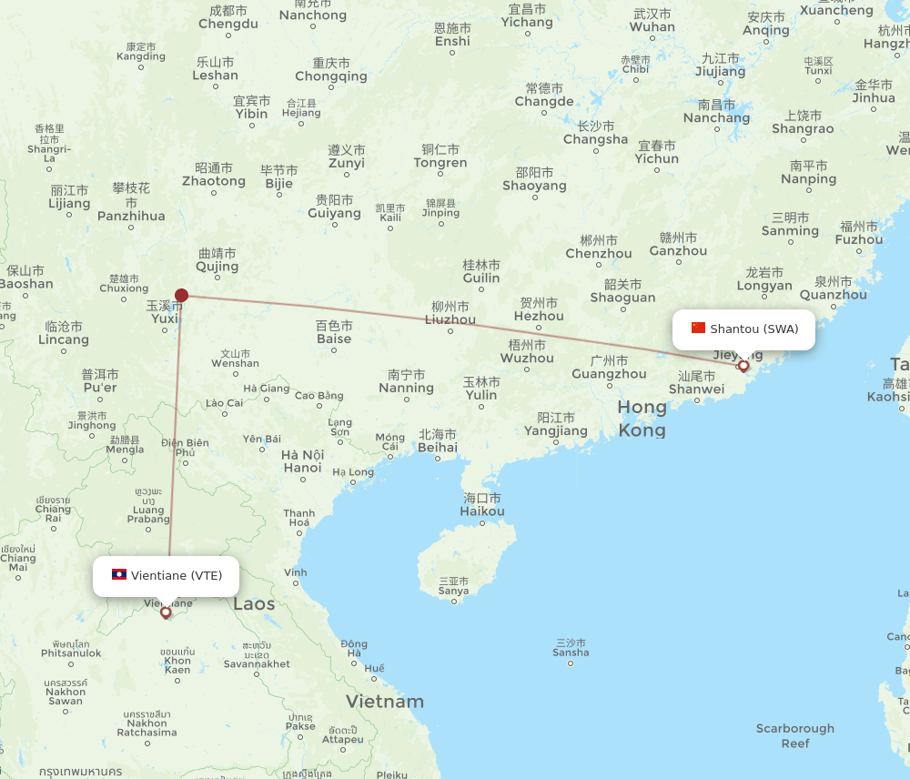 SWA-VTE flight routes
