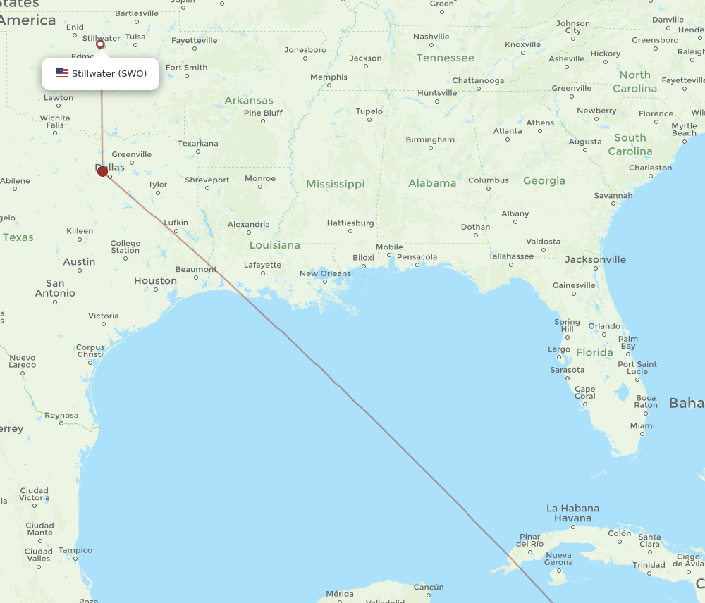 SWO to GCM flights and routes map