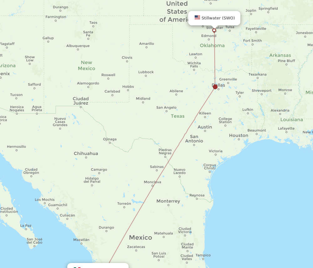 SWO-PVR flight routes