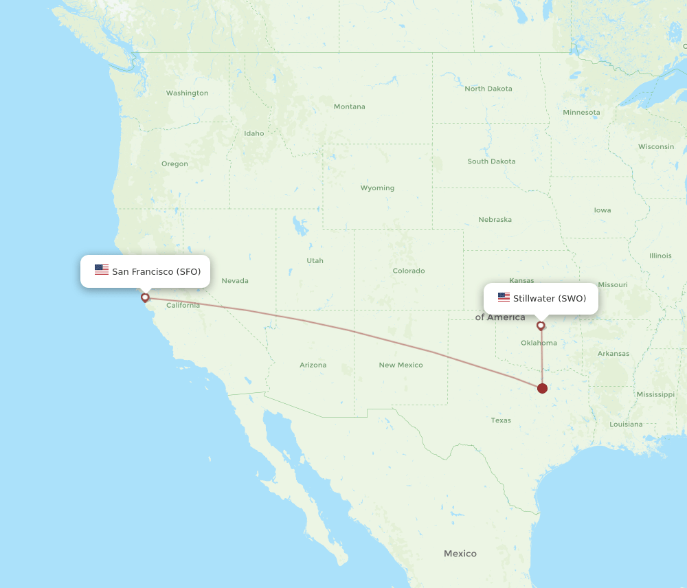 SWO-SFO flight routes