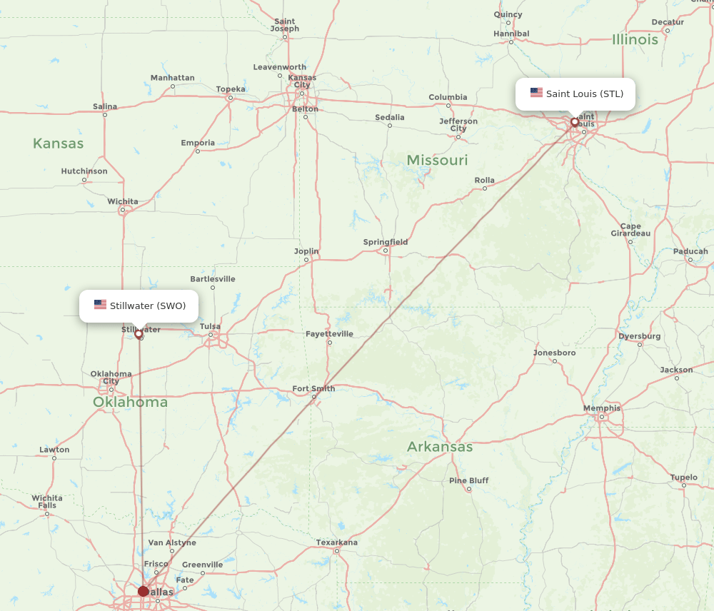 SWO-STL flight routes