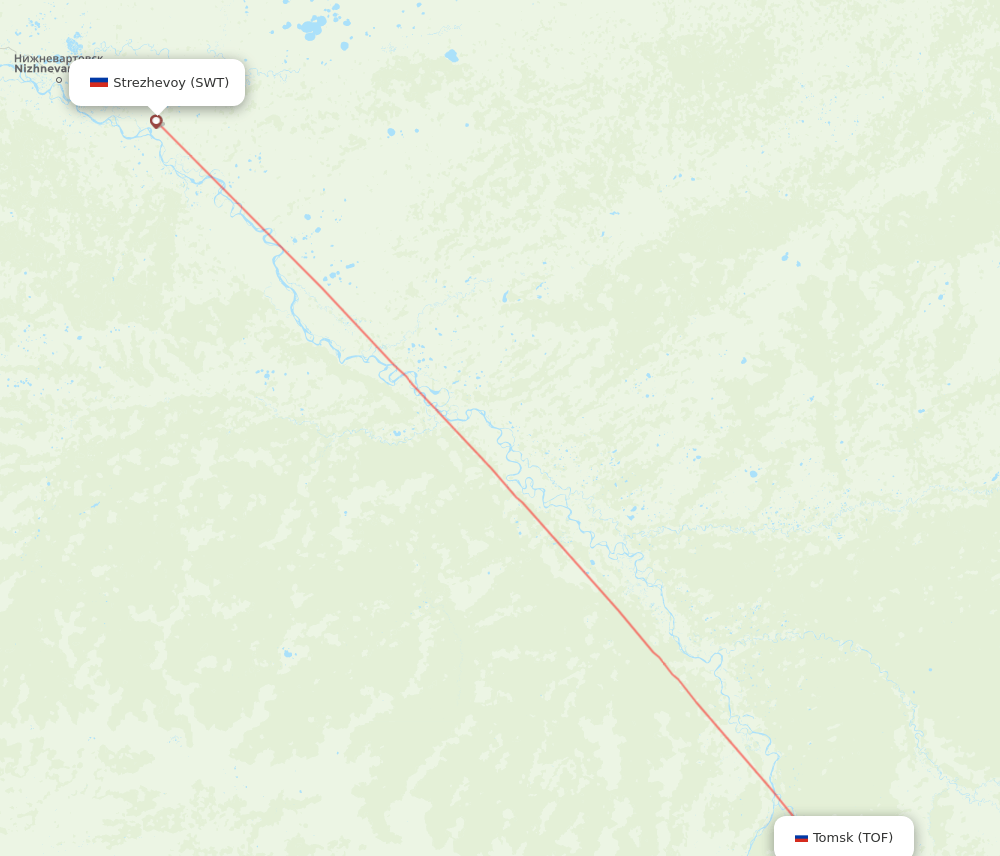 Strezhevoy - Tomsk route map and flight paths