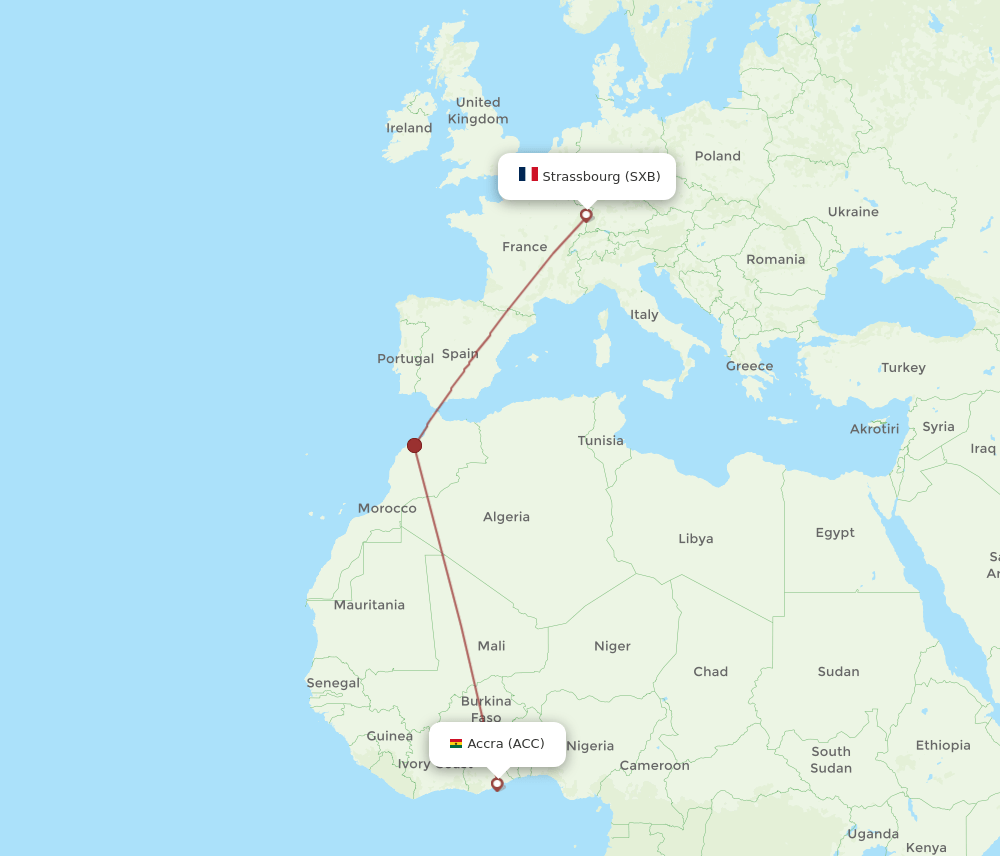 SXB-ACC flight routes