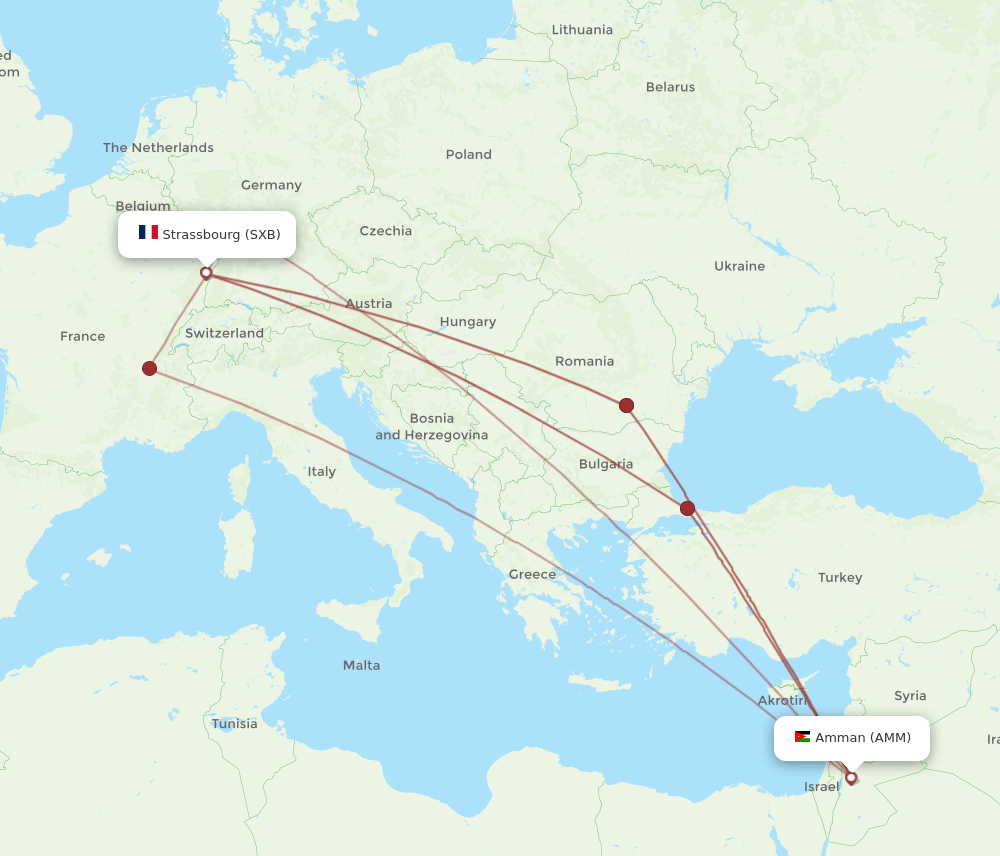 SXB-AMM flight routes