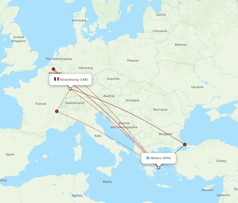 SXB-ATH flight routes