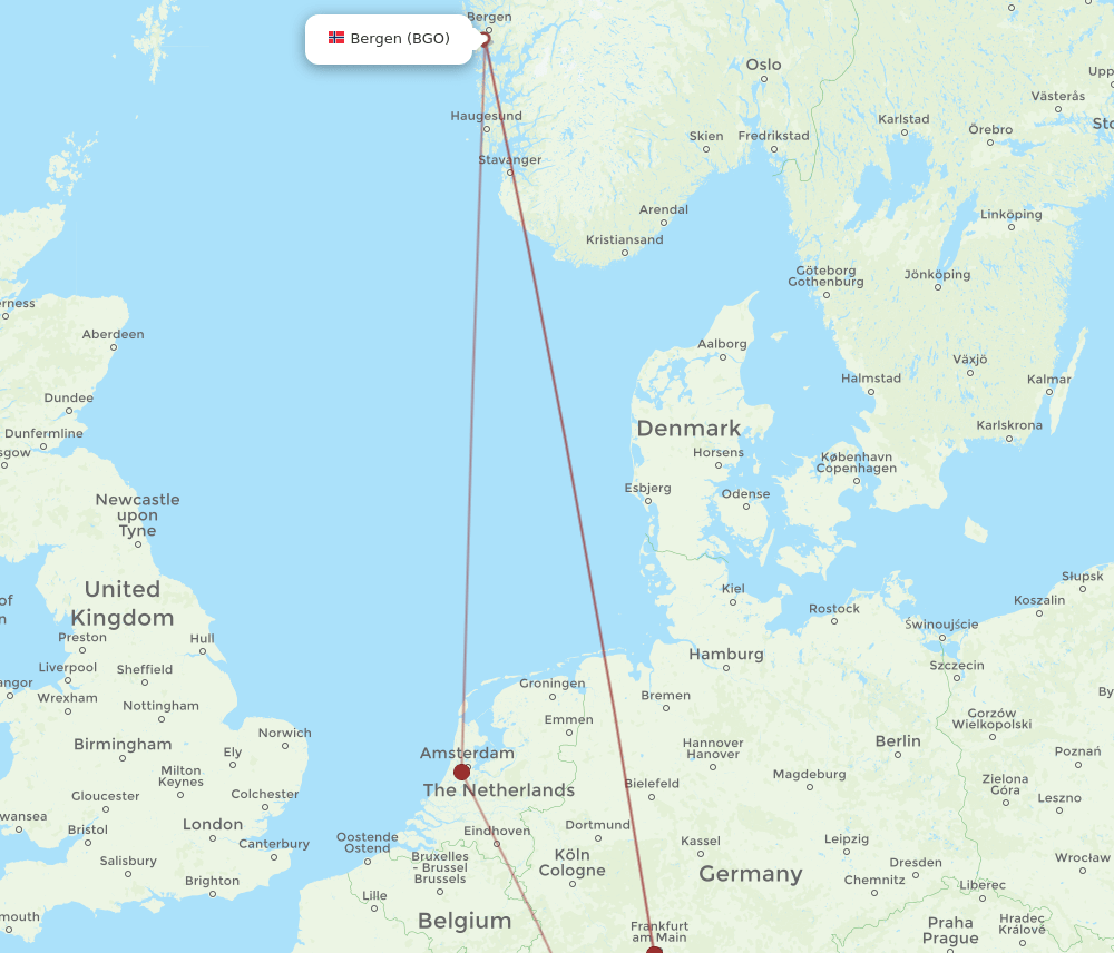 SXB-BGO flight routes
