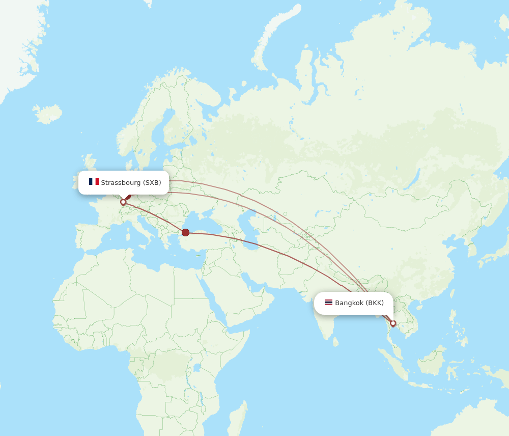 SXB-BKK flight routes