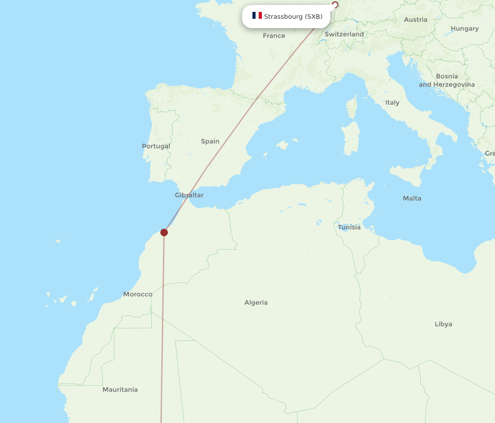 SXB to BKO flights and routes map