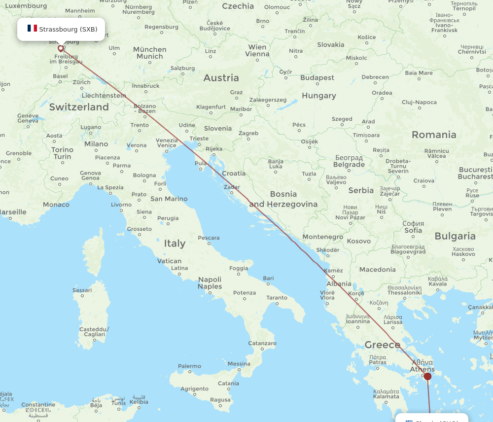 CHQ to SXB flights and routes map