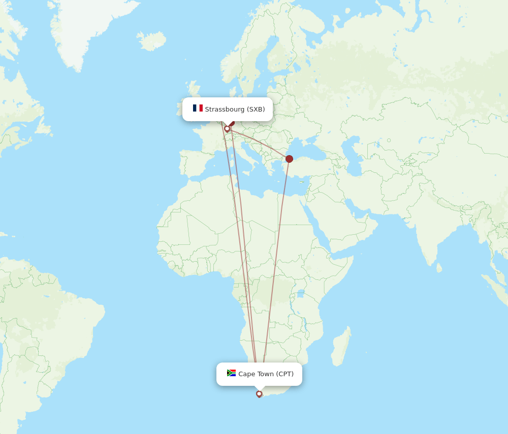 SXB-CPT flight routes