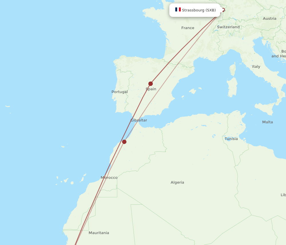 SXB-DSS flight routes