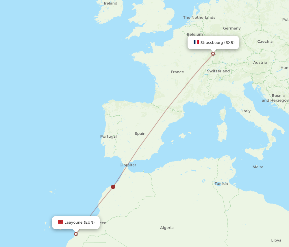 SXB-EUN flight routes