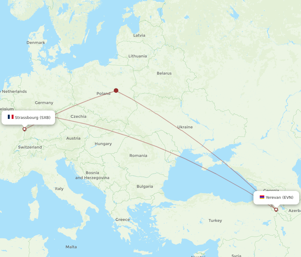 SXB-EVN flight routes