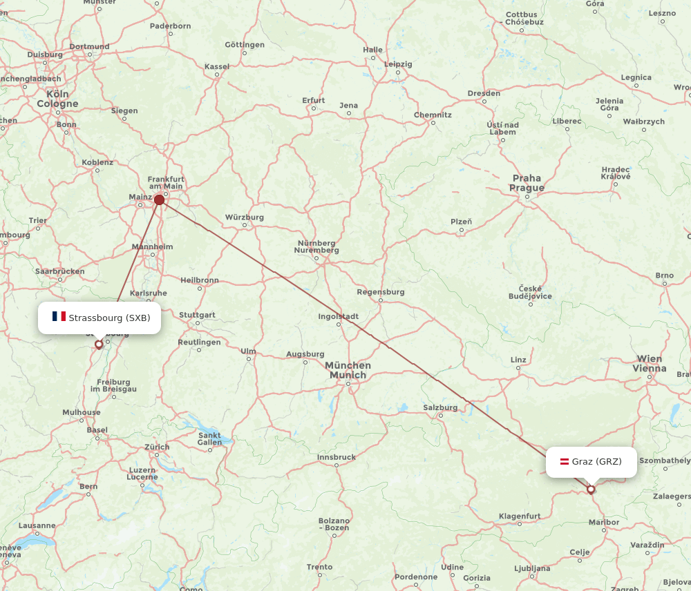 SXB-GRZ flight routes