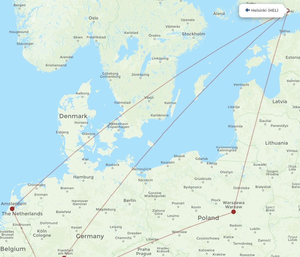 SXB to HEL flights and routes map