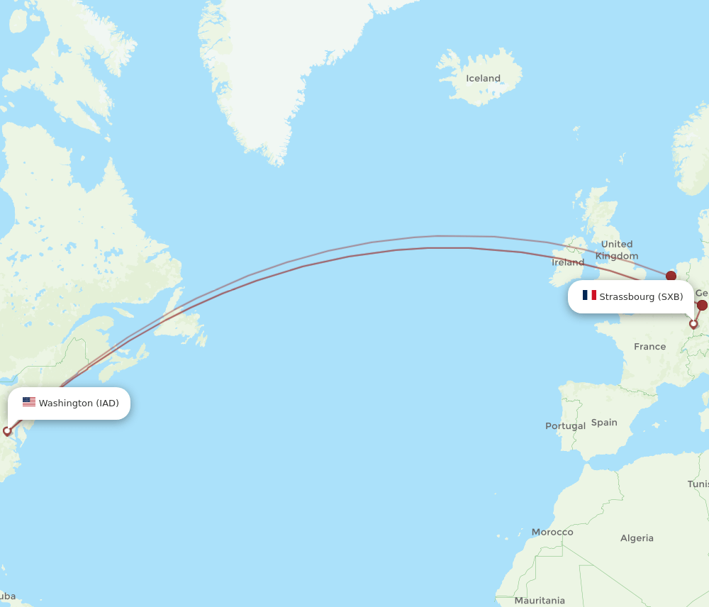 SXB-IAD flight routes