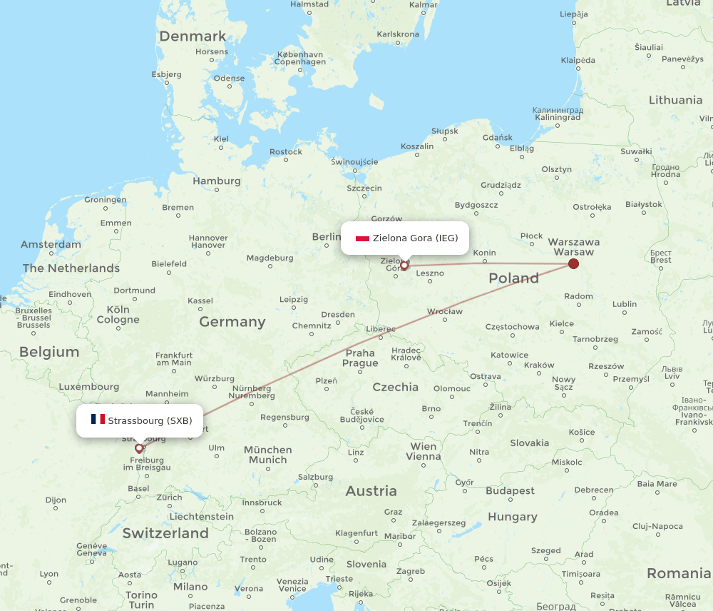 SXB-IEG flight routes