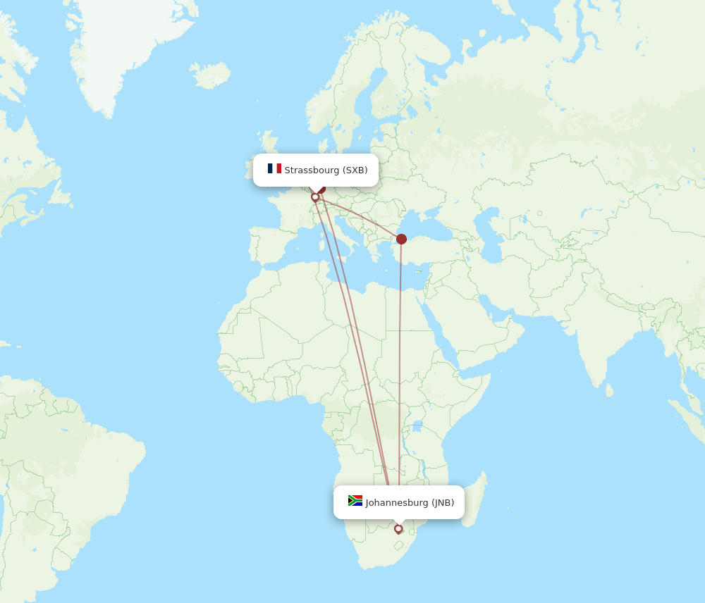 SXB-JNB flight routes