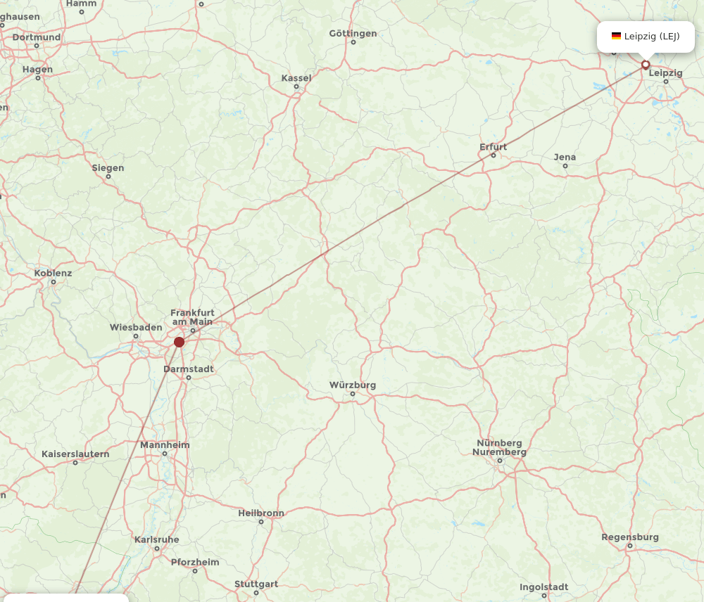 SXB to LEJ flights and routes map