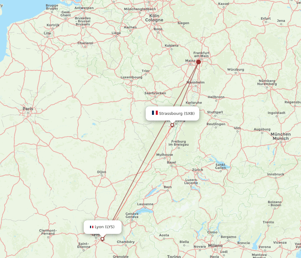 SXB-LYS flight routes