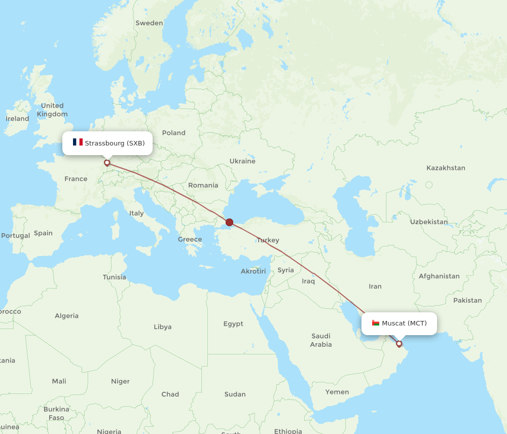 SXB-MCT flight routes