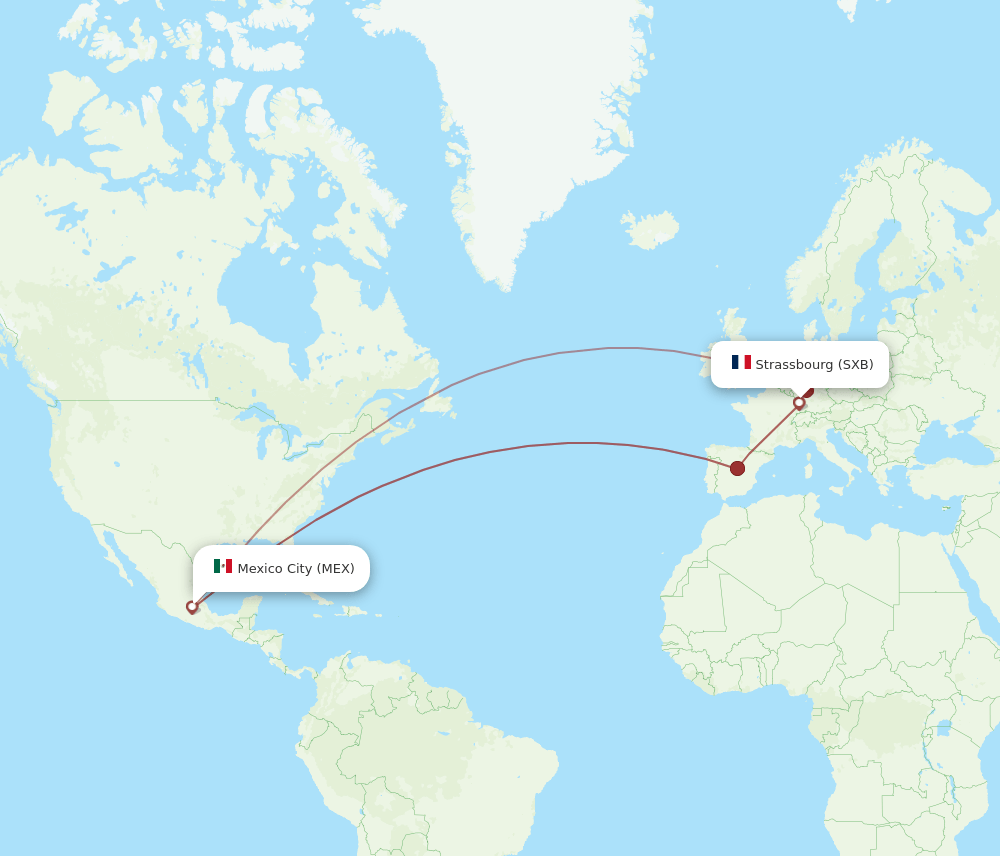 SXB-MEX flight routes