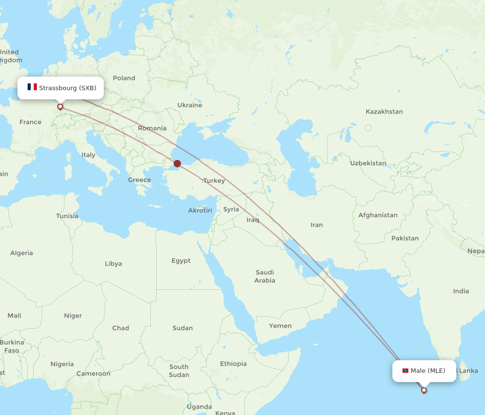 SXB-MLE flight routes