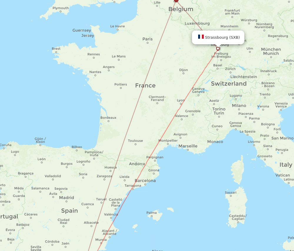 SXB-NDR flight routes