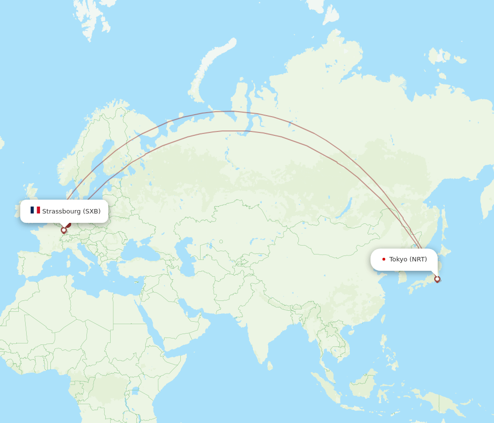 SXB-NRT flight routes