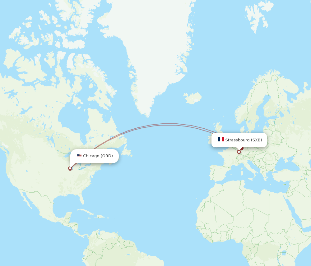 SXB to ORD flights and routes map