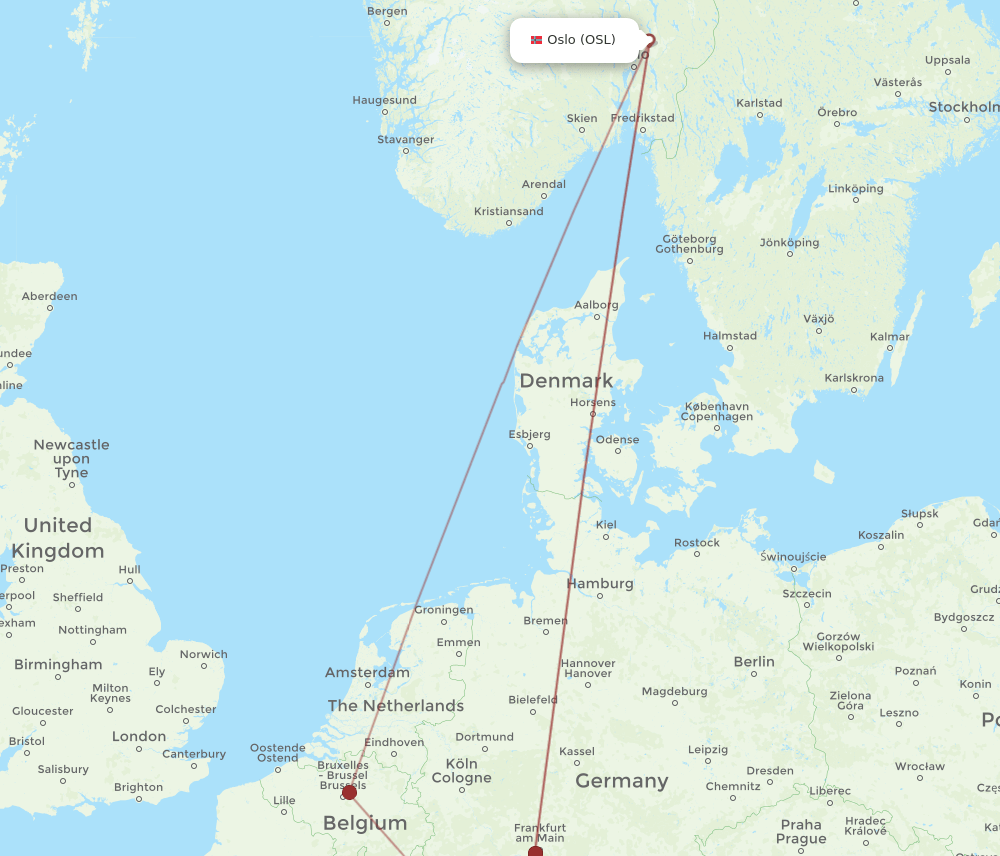 SXB-OSL flight routes