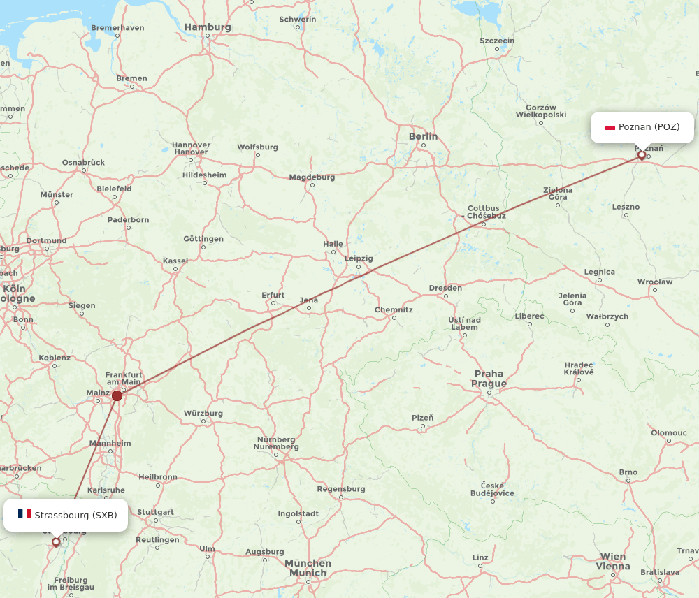 SXB-POZ flight routes